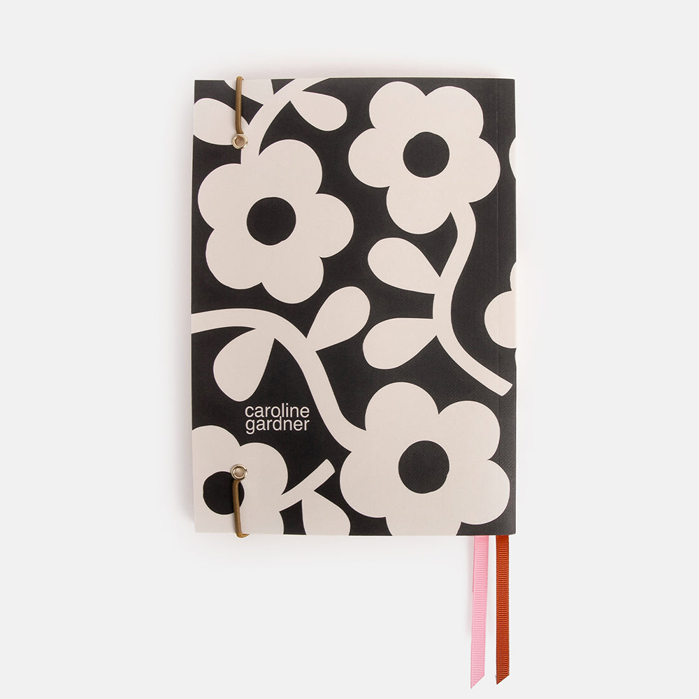 Caroline Gardner Monochrome Flower A5 Notebook