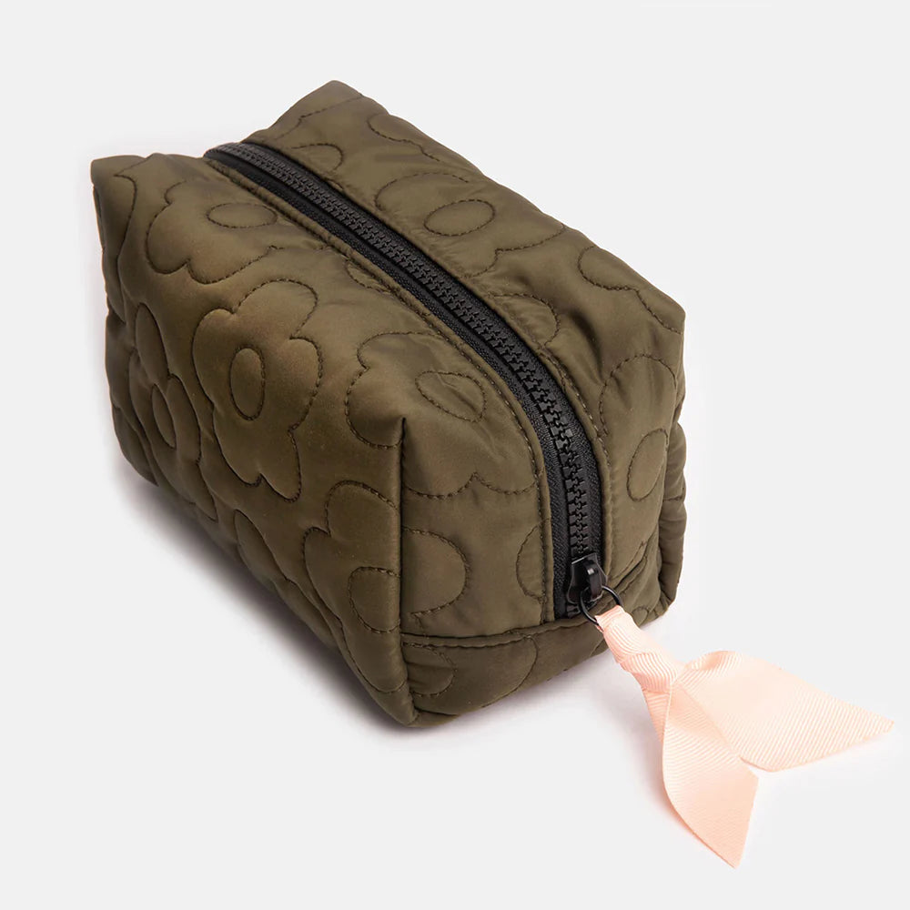 Caroline Gardner Khaki Quilted Flower Cube Bag