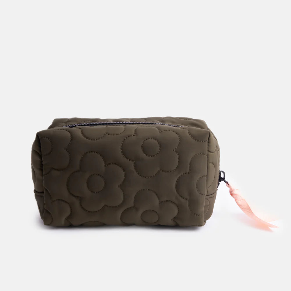 Caroline Gardner Khaki Quilted Flower Cube Bag