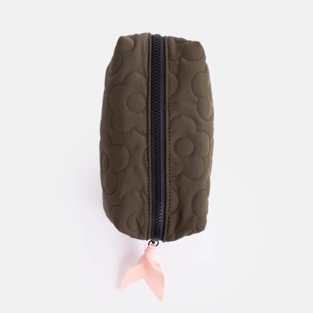 Caroline Gardner Khaki Quilted Flower Cube Bag