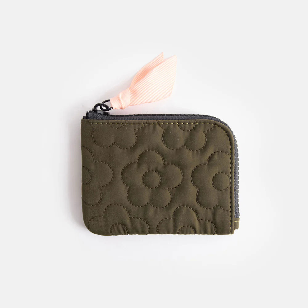 Caroline Gardner Khaki Quilted Flower Purse