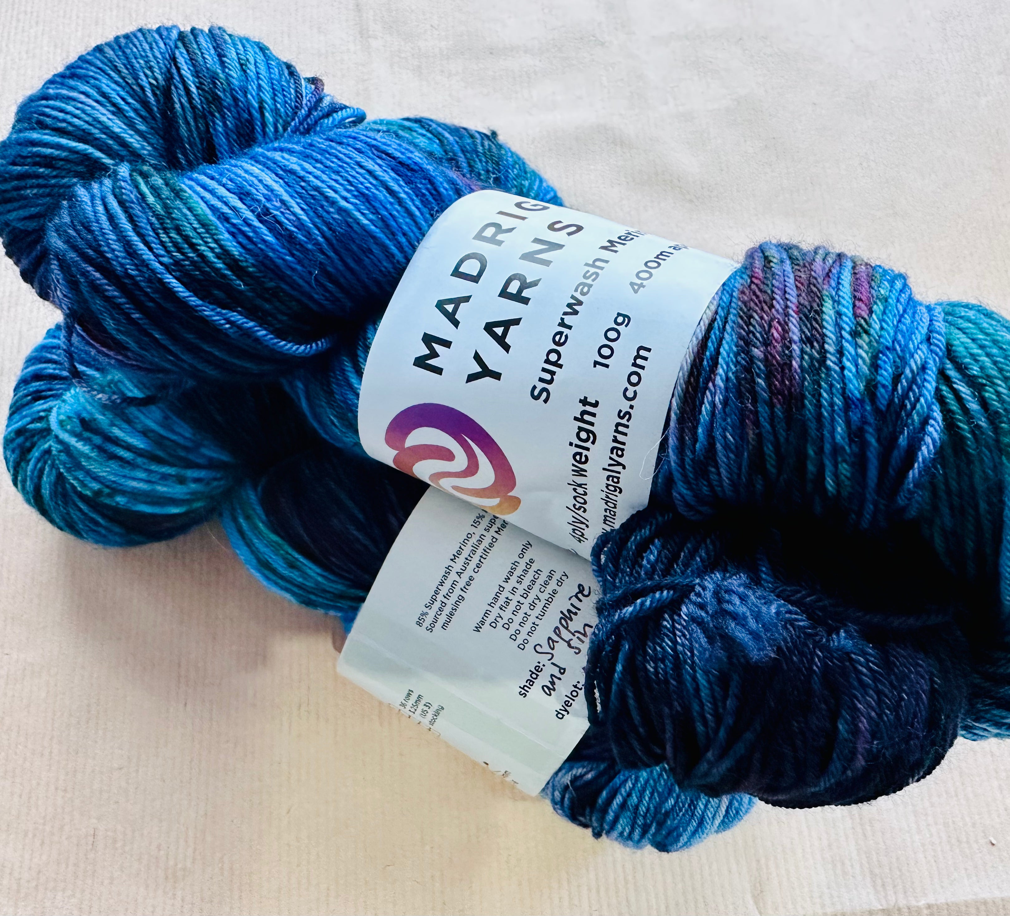 Madrigal Yarns Sapphire and Sin 4ply/Sock