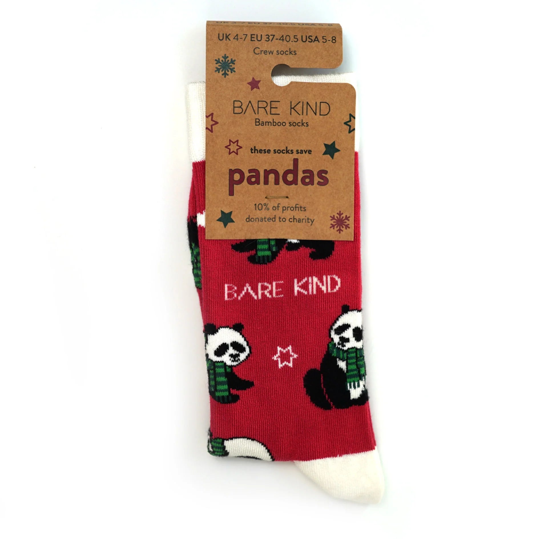 Bare Kind Christmas Save the Pandas Bamboo Socks