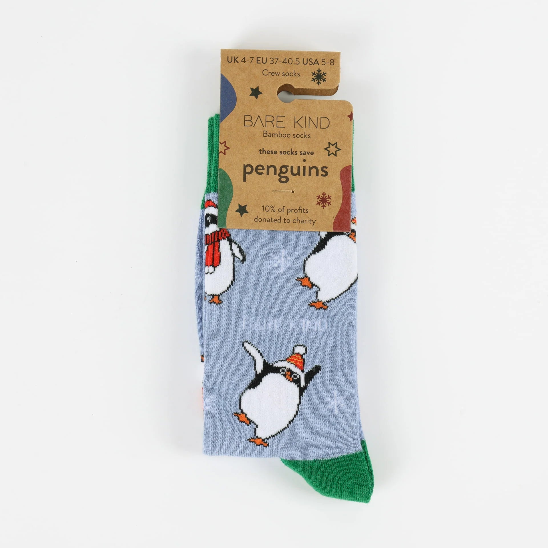 Bare Kind Christmas Save the Penguin Bamboo Socks