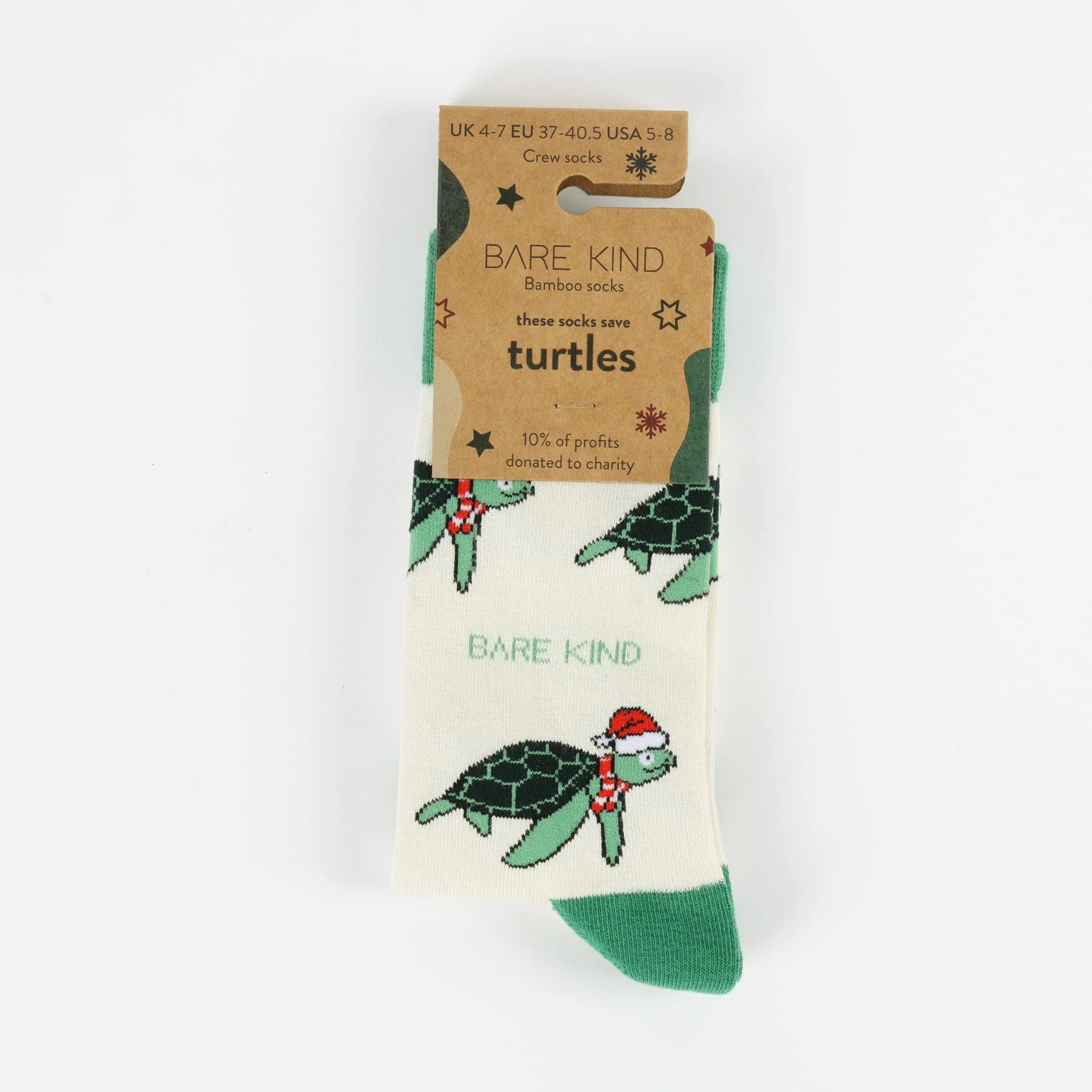 Bare Kind Christmas Save the Turtle Bamboo Socks