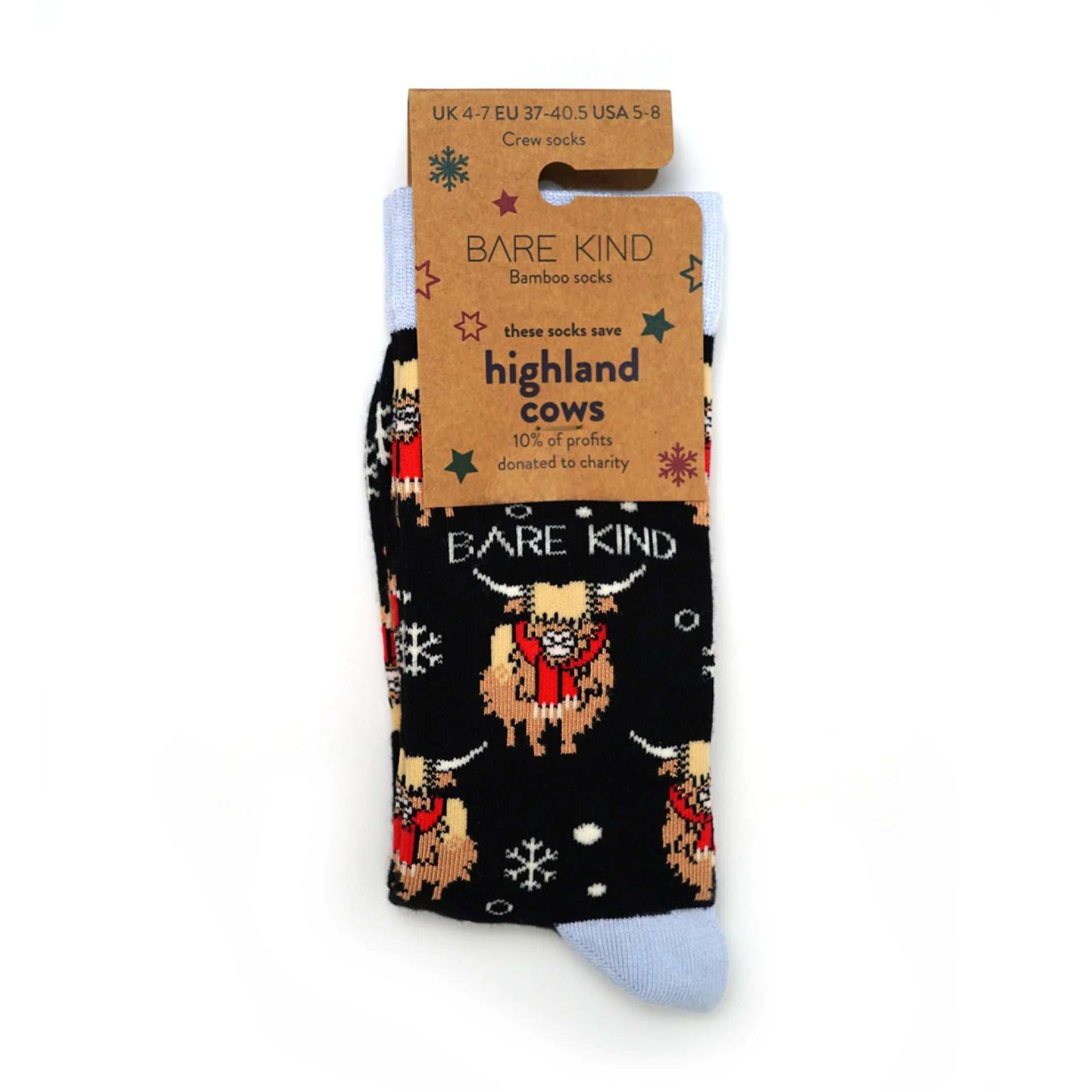 Bare Kind Christmas Save the Highland Cow Bamboo Socks