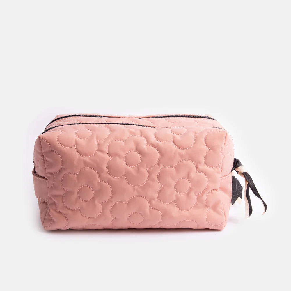 Caroline Gardner Pink Flower Quilt Large Travel Washbag