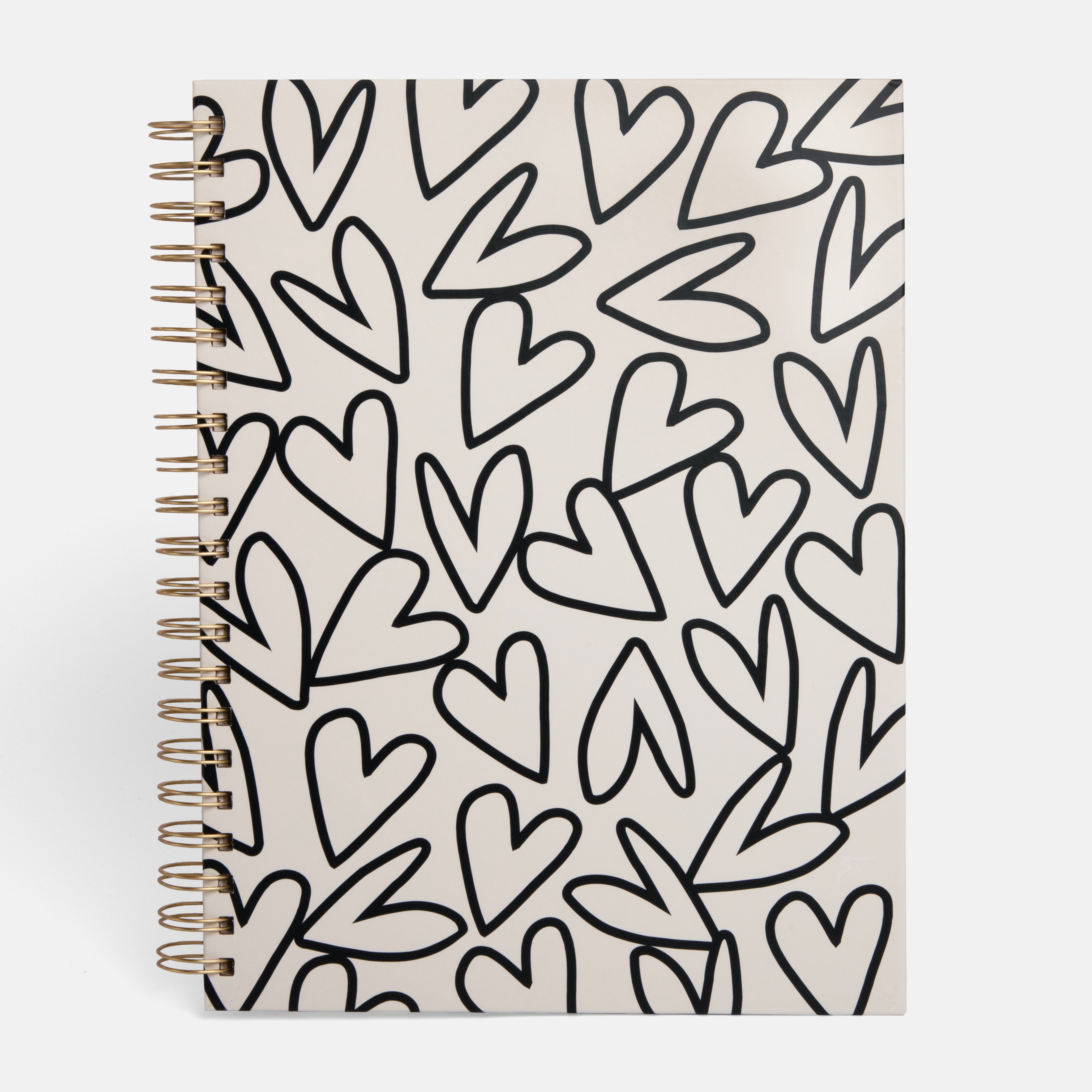 Caroline Gardner Monochrome Hearts Spiral A4 Notebook