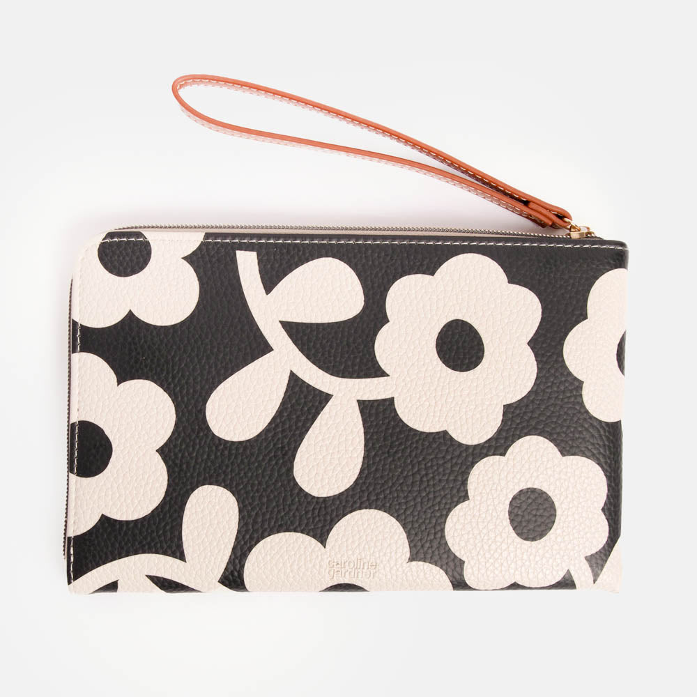 Caroline Gardner Monochrome Flower Travel Pouch