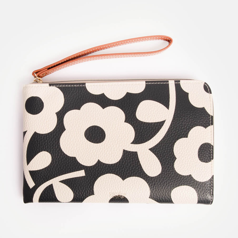 Caroline Gardner Monochrome Flower Travel Pouch