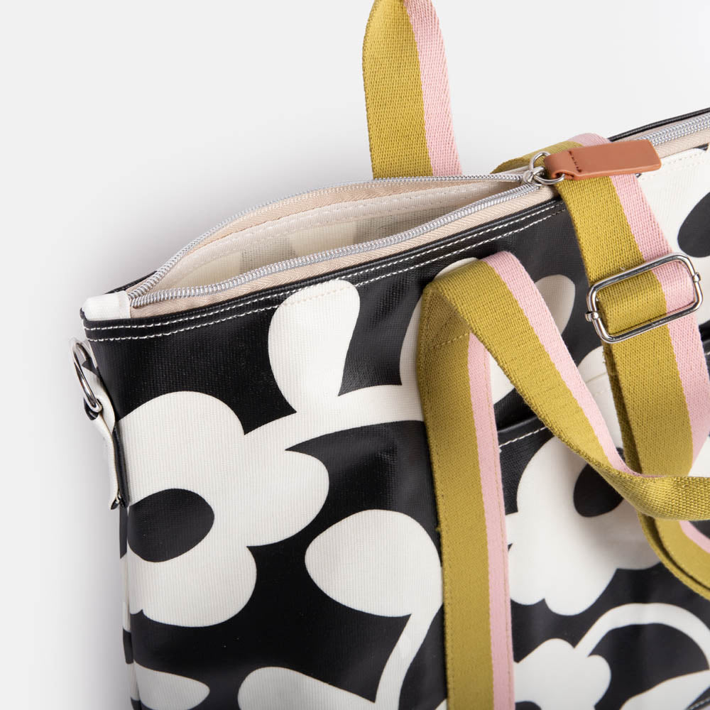 Caroline Gardner Monochrome Floral Weekend Bag