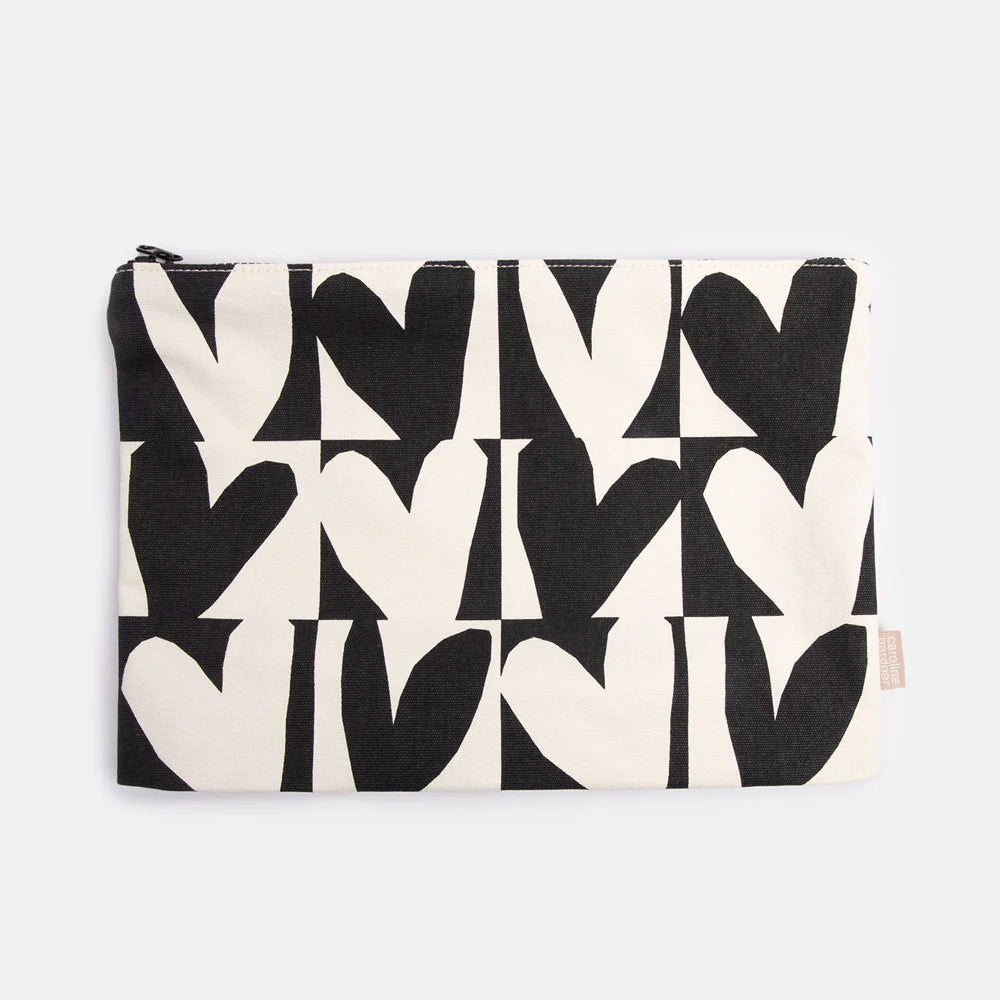 Caroline Gardner Checkmate Hearts Set of 2 Zip Pouches